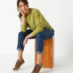 Pull col rond maille fantaisie