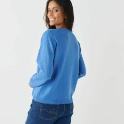 Pull col rond, maille fantaisie