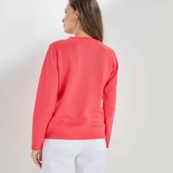 Pull col rond, maille fantaisie