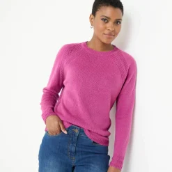 Pull col rond, maille fantaisie toucher doux