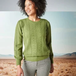 Pull col rond, maille fantaisie toucher doux