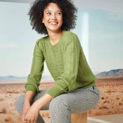 Pull col rond, maille fantaisie toucher doux