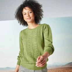 Pull col rond, maille fantaisie toucher doux