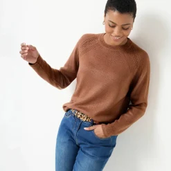 Pull col rond, maille fantaisie toucher doux