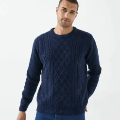 Pull col rond maille irlandaise
