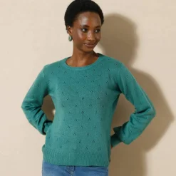 Pull col rond, maille pointelle toucher doux