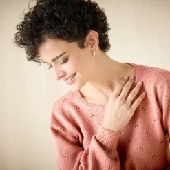 Pull col rond, maille pointelle toucher doux