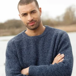 Pull col rond manches marteau côtes anglaises 30% laine