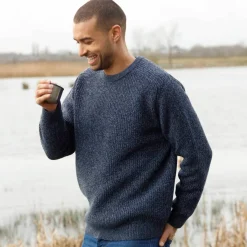Pull col rond manches marteau côtes anglaises 30% laine