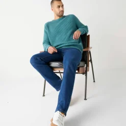 Pull col rond manches marteau côtes anglaises 30% laine
