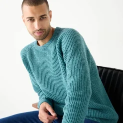 Pull col rond manches marteau côtes anglaises 30% laine