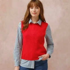 Pull col rond sans manches
