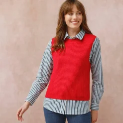 Pull col rond sans manches