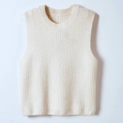 Pull col rond sans manches