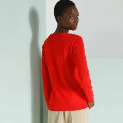 Pull col rond uni, manches longues, toucher doux