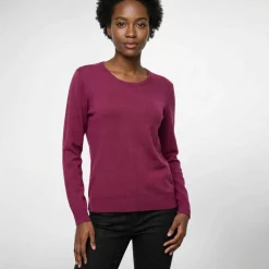 Pull col rond uni, manches longues, toucher doux