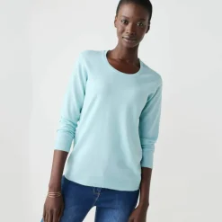 Pull col rond uni, manches longues, toucher doux