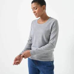 Pull col rond uni, manches longues, toucher doux