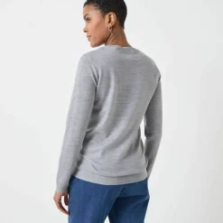 Pull col rond uni, manches longues, toucher doux