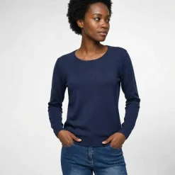 Pull col rond uni, manches longues, toucher doux