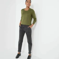 Pull col rond uni, manches longues, toucher doux