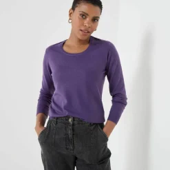 Pull col rond uni, manches longues, toucher doux