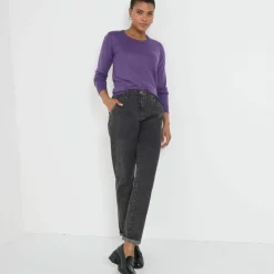 Pull col rond uni, manches longues, toucher doux