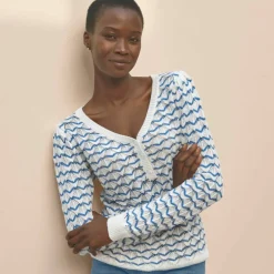 Pull col tunisien en maille fantaisie