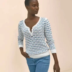 Pull col tunisien en maille fantaisie