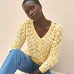 Pull col tunisien en maille fantaisie