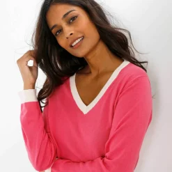 Pull col V bicolore