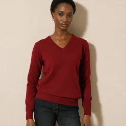 Pull col V, laine d'agneau