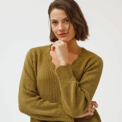 Pull col V, maille anglaise