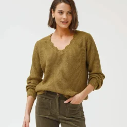 Pull col V, maille anglaise