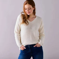 Pull col V, maille anglaise toucher doux
