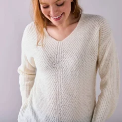 Pull col V, maille anglaise toucher doux