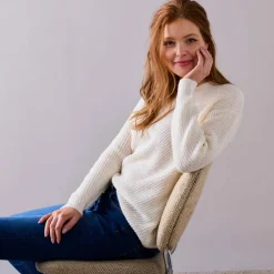 Pull col V, maille anglaise toucher doux
