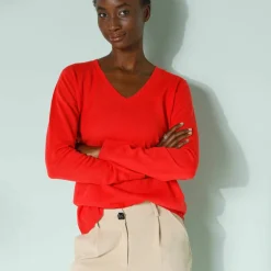 Pull col V, toucher doux