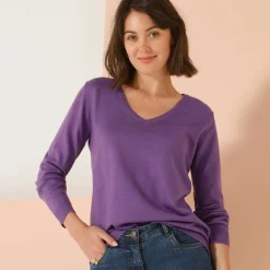 Pull col V, toucher doux