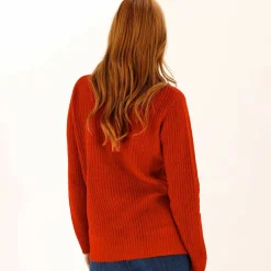 Pull col zippé, maille anglaise