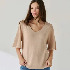 Pull loose maille brillante
