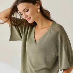 Pull loose maille brillante