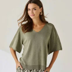 Pull loose maille brillante