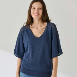 Pull loose maille brillante