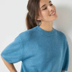 Pull loose manches coudes, laine et mohair mélangés