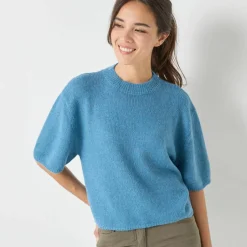 Pull loose manches coudes, laine et mohair mélangés