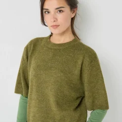 Pull loose manches coudes, laine et mohair mélangés