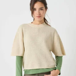 Pull loose manches coudes, laine et mohair mélangés