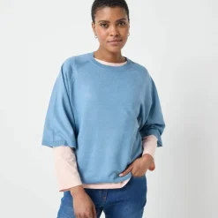 Pull loose manches coudes, toucher doux