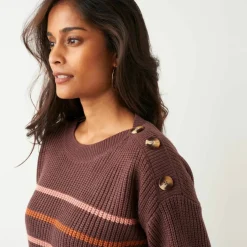 Pull loose rayé, col bateau
